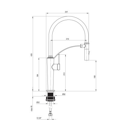 Deante BRC_072M - Μπαταρία κουζίνας με εύκαμπτο στόμιο CORDA γυαλιστερό χρώμιο