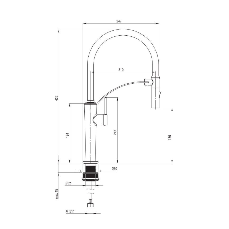 Deante BRC_D72M - Μπαταρία κουζίνας με εύκαμπτο στόμιο CORDA τιτάνιο
