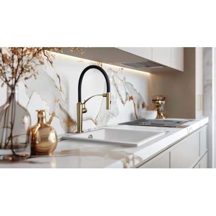 Deante BRC_R72M - Μπαταρία κουζίνας με εύκαμπτο στόμιο CORDA brushed χρυσό