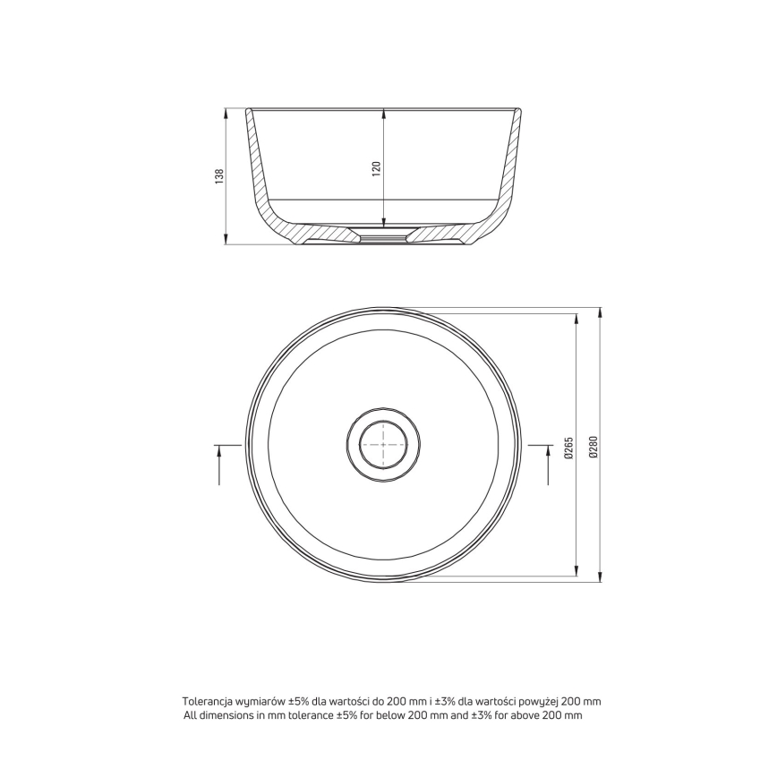 Deante CDJ_6U2S - Εντοιχιζόμενο νιπτήρα JASMIN διάμετρος 28 εκ. κεραμικό/λευκό