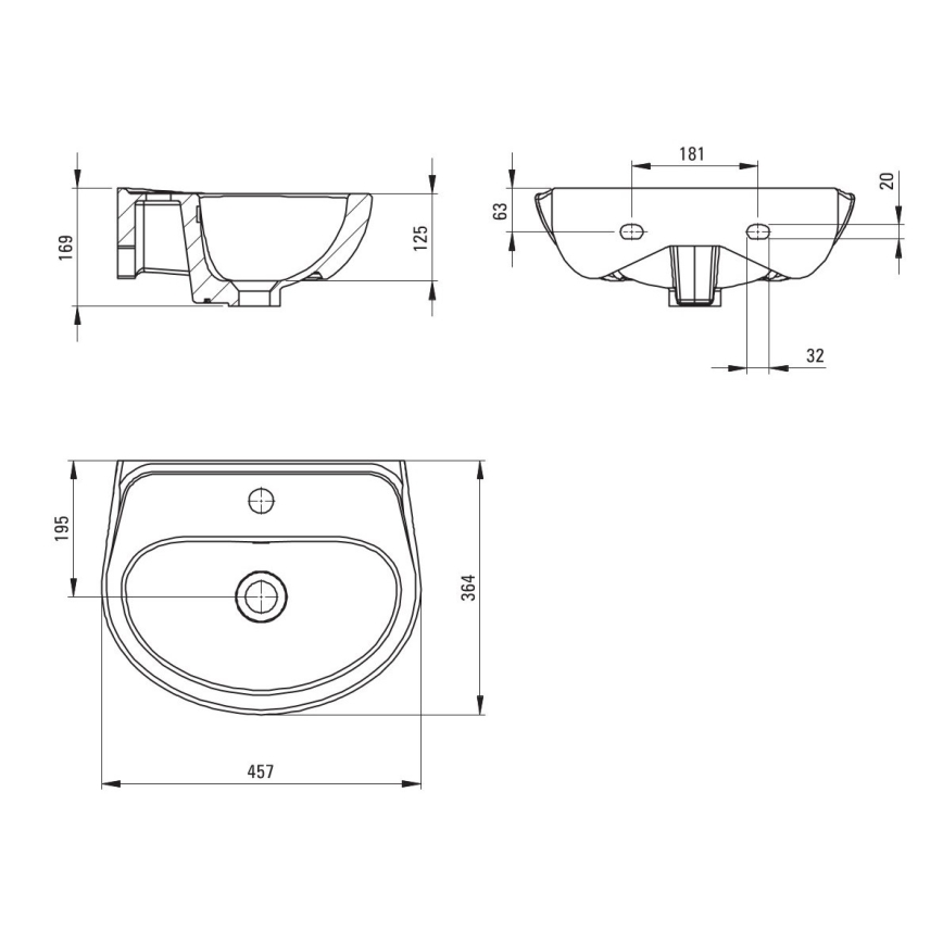 Deante CDJ_6U4W - Κρεμαστός νιπτήρας με οπή JASMIN 45,7x36,4 cm κεραμικός/λευκός
