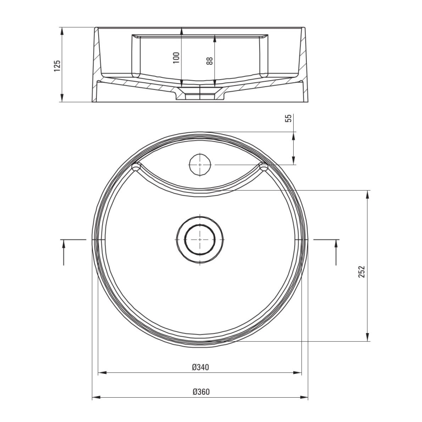 Deante CQS_NU4B - Επιτραπέζιος νιπτήρας SILIA με οπή για μπαταρία, Ø 36 εκ., γρανίτης/μαύρο