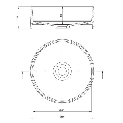 Deante CQS_NU4S - Επιτραπέζιος νιπτήρας SILIA, διάμ. 36 cm, γρανίτης/μαύρο