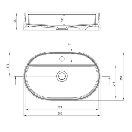 Deante CQS_NU6B - Επιτραπέζιος νιπτήρας SILIA 35x55 εκ. με οπή για μπαταρία, γρανίτης/μαύρο