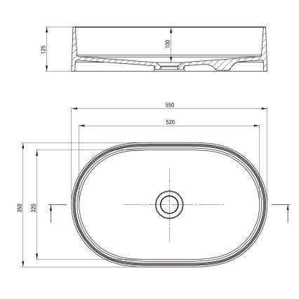 Deante CQS_SU6S - Επιτραπέζιος νιπτήρας SILIA 35x55 cm, γρανίτης/μεταλλικό γκρι