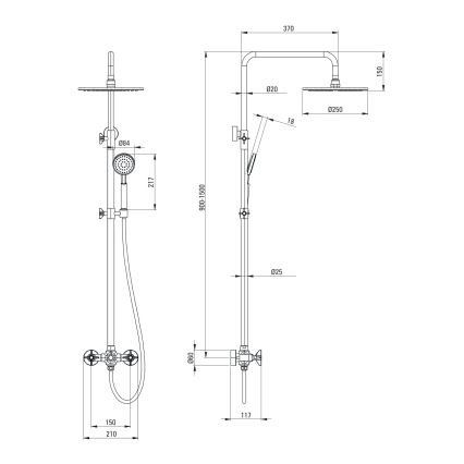 Deante NAC_N4QT - Σετ ντους με μίκτη TEMISTO σε μαύρο