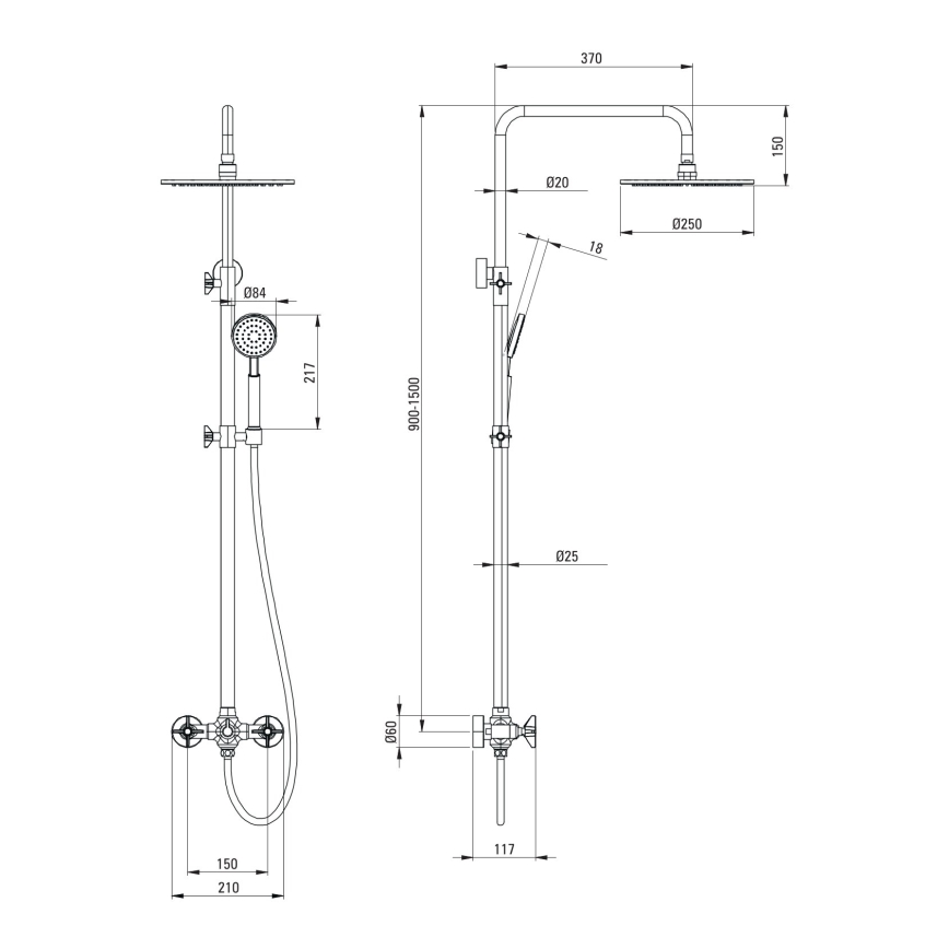 Deante NAC_N4QT - Σετ ντους με μίκτη TEMISTO σε μαύρο