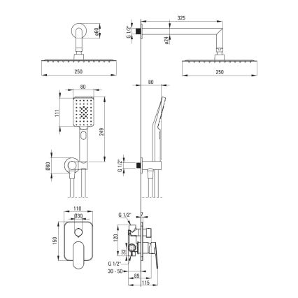 Deante NAC_N9LP - Σετ ντους με εντοιχισμένη μπαταρία ALPINIA, μαύρο