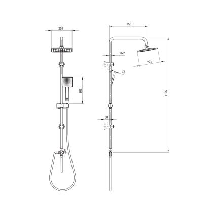 Deante NER_N51K - Σετ ντους BORO, μαύρο