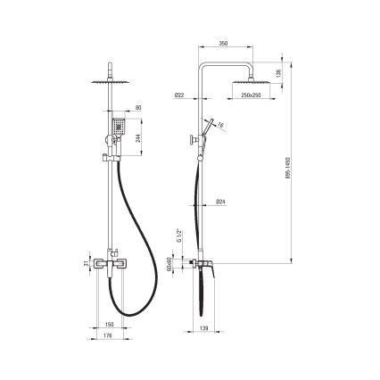 Deante NQL_04XM - Σετ ντους με μίκτη BLUR, γυαλιστερό χρώμιο