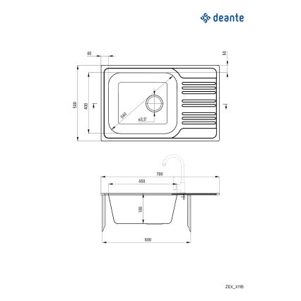 Deante ZEX_011B - Νεροχύτης κουζίνας XYLO 50x78 cm σατινέ