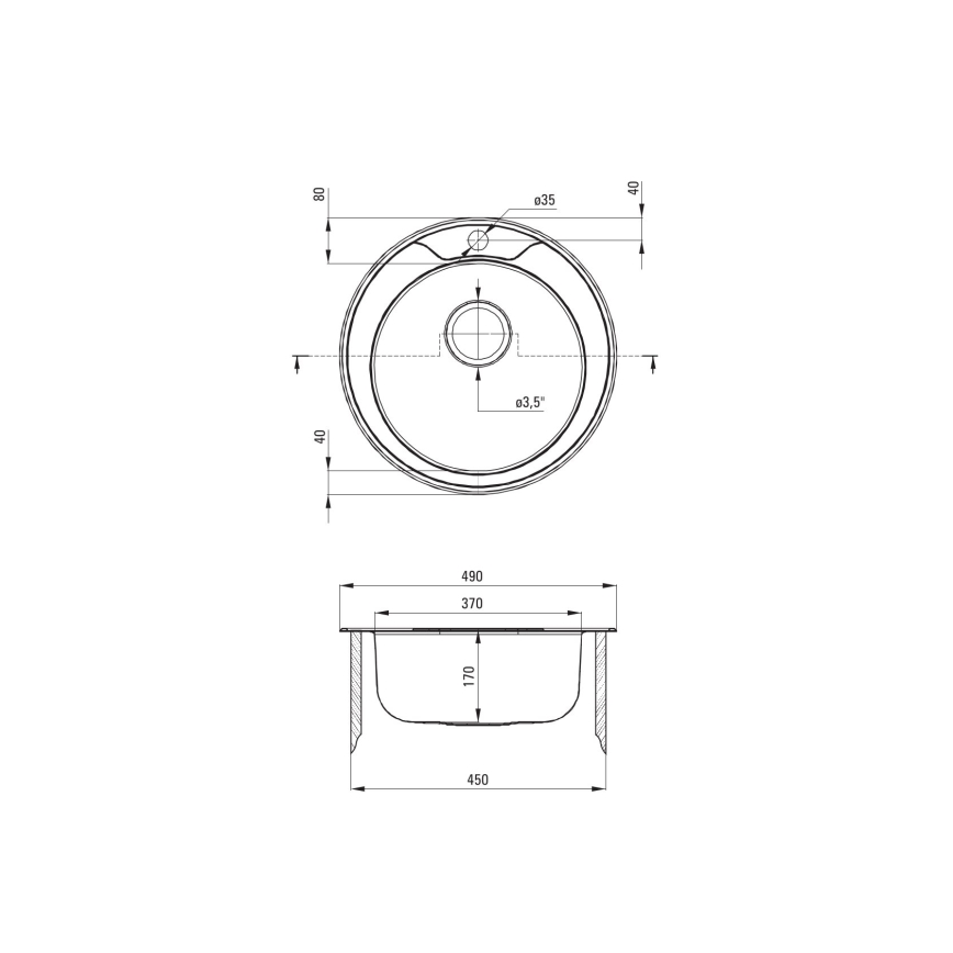 Deante ZHC_0813 - Νεροχύτης κουζίνας TWIST διάμετρος 49 cm σατινέ