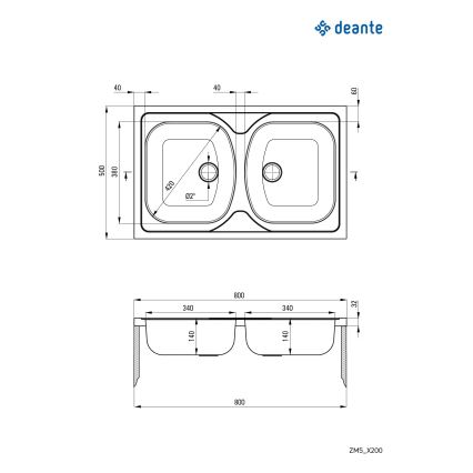 Deante ZM5_0200 - Νεροχύτης κουζίνας TANGO 50x80 cm σατινέ