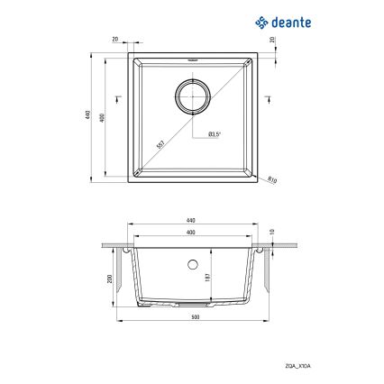 Deante ZQA_N10A - Νεροχύτης κουζίνας CORDA 44x44 cm γρανίτης/μαύρο