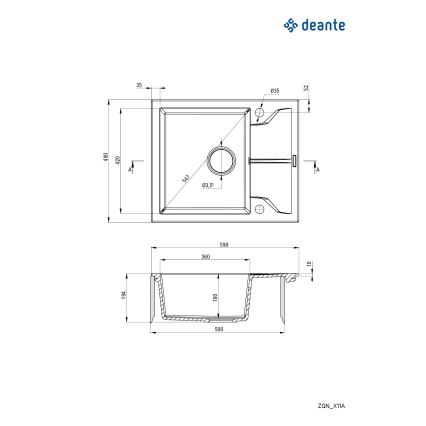 Deante ZQN_G11A - Νεροχύτης κουζίνας ANDANTE 49x59 cm γρανίτης/metallic γραφίτης