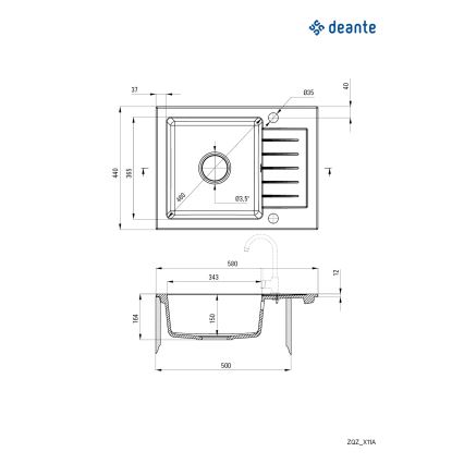 Deante ZQZ_511A - Νεροχύτης κουζίνας ZORBA 58x44 εκ., σύνθετος γρανίτης/μπεζ