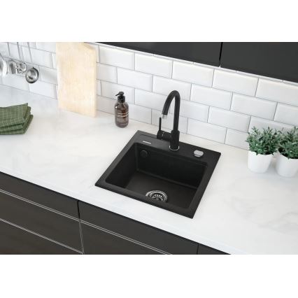 Deante ZQZ_T103 - Νεροχύτης κουζίνας ZORBA 44x44 cm γρανίτης/ανθρακί