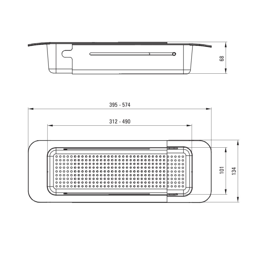 Deante ZZB_N00L - Συρόμενο καλάθι για νεροχύτη 57,4x13,4 cm μαύρο