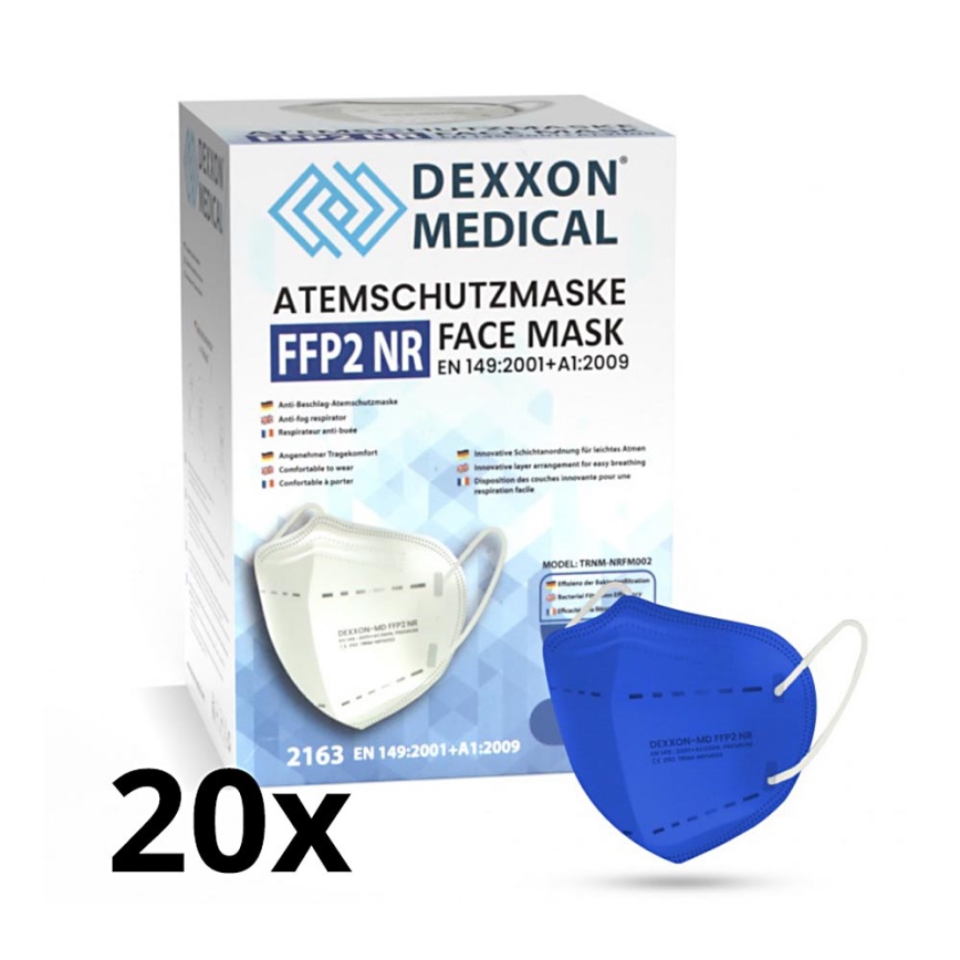 DEXXON MEDICAL Μάσκα προστασίας FFP2 NR Σκούρο μπλε 20 τμχ