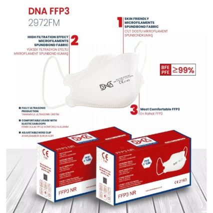 DNA μάσκα προστασίας FFP3 NR CE 2163 Medical 100τμχ