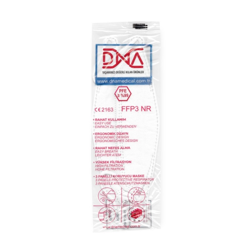 DNA μάσκα προστασίας FFP3 NR CE 2163 Medical 100τμχ