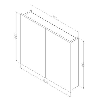 Dřevojas - Καθρέπτης μπάνιου με ντουλάπι NEXI 80x68 cm σε λευκό