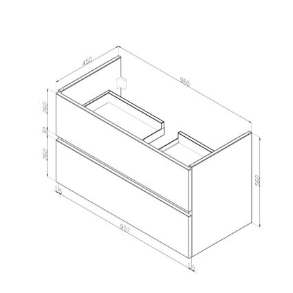 Dřevojas - Έπιπλο μπάνιου με νιπτήρα BANO 100x47 cm σκούρο δρυς/λευκό