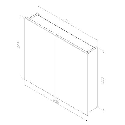 Dřevojas - Ντουλάπι μπάνιου με καθρέφτη NEXI 80x68 cm, σε απόχρωση δρυός