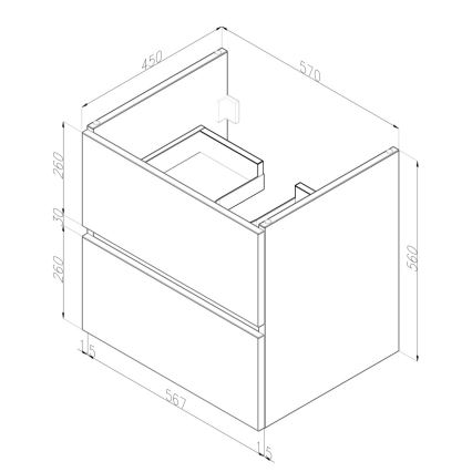 Dřevojas - Ντουλάπι μπάνιου με νιπτήρα BANO 60x47 cm σκούρο δρυς/λευκό