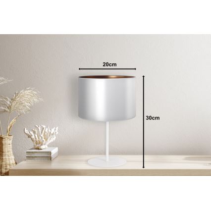 Duolla - Eπιτραπέζιο φωτιστικό CANNES 1xE14/15W/230V διάμετρος 20 cm ασημί/χαλκός/λευκό
