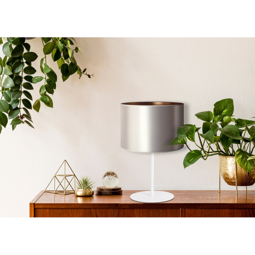 Duolla - Eπιτραπέζιο φωτιστικό CANNES 1xE14/15W/230V διάμετρος 20 cm ασημί/χαλκός/λευκό