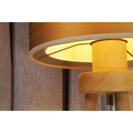 Duolla - Eπιτραπέζιο φωτιστικό WOOD BOHO 1xE27/15W/230V διάμετρος 25 cm χαλκός/καφέ/μπεζ