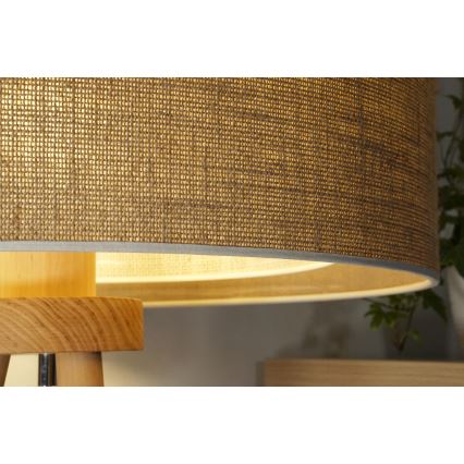 Duolla - Eπιτραπέζιο φωτιστικό YUTE BOHO 1xE27/15W/230V διάμετρος 25 cm καφέ/κρεμ