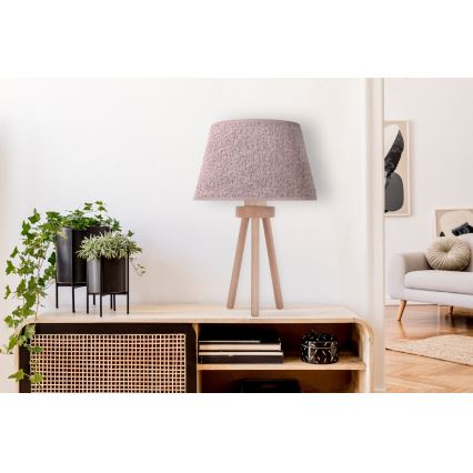 Duolla - Eπιτραπέζιο φωτιστικό BOUCLE 1xE27/15W/230V διάμετρος 28 cm καφέ/ξύλο