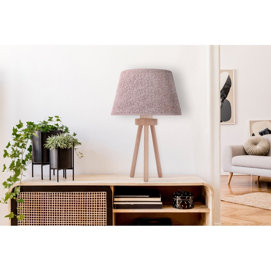Duolla - Eπιτραπέζιο φωτιστικό BOUCLE 1xE27/15W/230V διάμετρος 28 cm καφέ/ξύλο