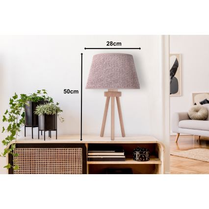Duolla - Eπιτραπέζιο φωτιστικό BOUCLE 1xE27/15W/230V διάμετρος 28 cm καφέ/ξύλο