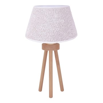 Duolla - Eπιτραπέζιο φωτιστικό BOUCLE 1xE27/15W/230V διάμετρος 28 cm λευκό/ξύλο