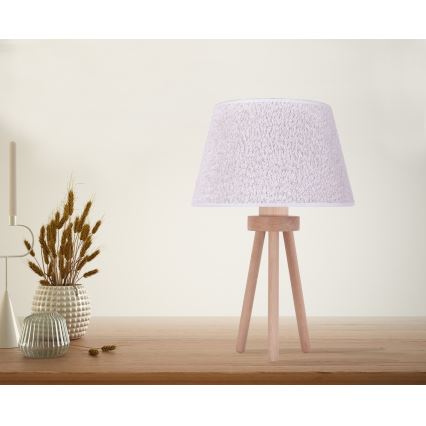 Duolla - Eπιτραπέζιο φωτιστικό BOUCLE 1xE27/15W/230V διάμετρος 28 cm λευκό/ξύλο