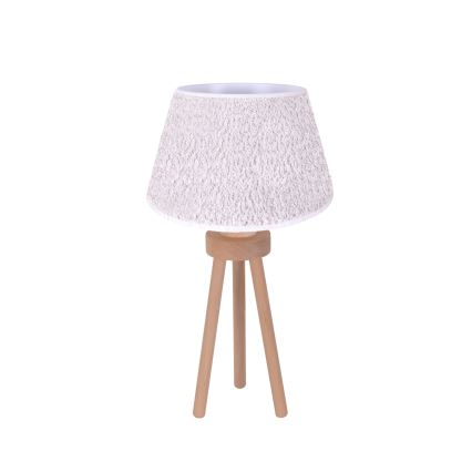 Duolla - Eπιτραπέζιο φωτιστικό BOUCLE 1xE27/15W/230V διάμετρος 28 cm λευκό/ξύλο