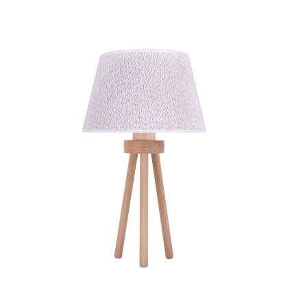 Duolla - Eπιτραπέζιο φωτιστικό BOUCLE 1xE27/15W/230V διάμετρος 28 cm λευκό/ξύλο