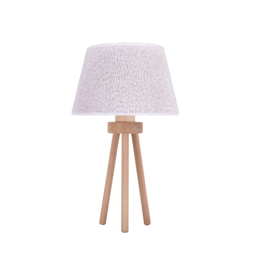 Duolla - Eπιτραπέζιο φωτιστικό BOUCLE 1xE27/15W/230V διάμετρος 28 cm λευκό/ξύλο