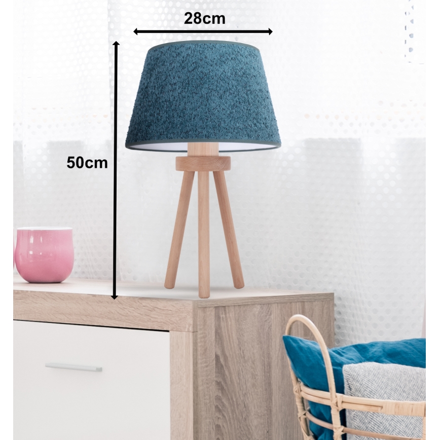 Duolla - Eπιτραπέζιο φωτιστικό BOUCLE 1xE27/15W/230V διάμετρος 28 cm τιρκουάζ/ξύλο