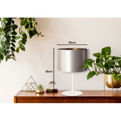 Duolla - Eπιτραπέζιο φωτιστικό CANNES 1xE14/15W/230V διάμετρος 20 cm ασημί/χαλκός/λευκό