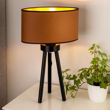 Duolla - Eπιτραπέζιο φωτιστικό OVAL VEGAN 1xE27/15W/230V διάμετρος 30 cm καφέ