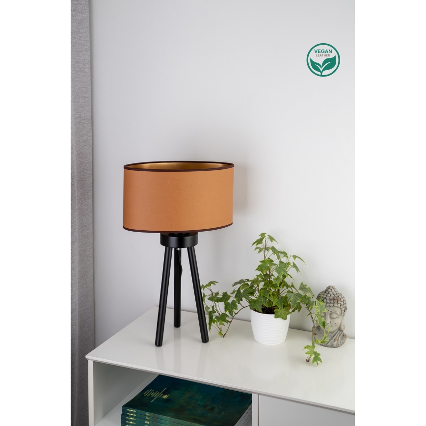 Duolla - Eπιτραπέζιο φωτιστικό OVAL VEGAN 1xE27/15W/230V διάμετρος 30 cm καφέ