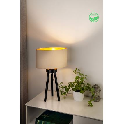 Duolla - Eπιτραπέζιο φωτιστικό OVAL VEGAN 1xE27/15W/230V διάμετρος 30 cm κρεμ