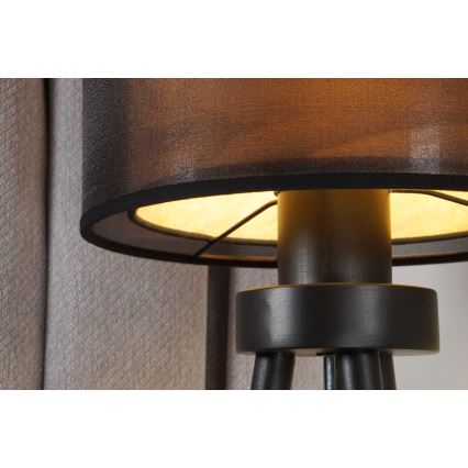 Duolla - Eπιτραπέζιο φωτιστικό WOOD BOHO 1xE27/15W/230V διάμετρος 25 cm μαύρο/μπεζ