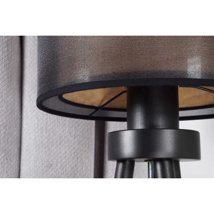 Duolla - Eπιτραπέζιο φωτιστικό WOOD BOHO 1xE27/15W/230V διάμετρος 25 cm μαύρο/μπεζ