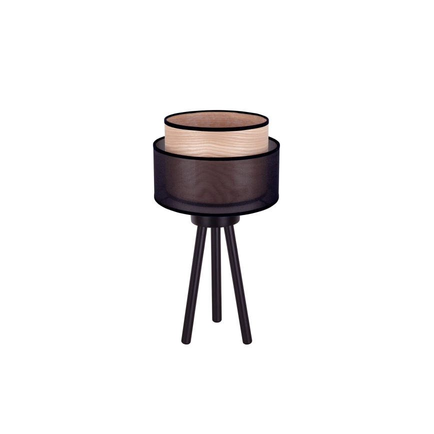 Duolla - Eπιτραπέζιο φωτιστικό WOOD BOHO 1xE27/15W/230V διάμετρος 25 cm μαύρο/μπεζ