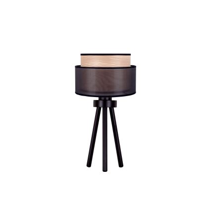 Duolla - Eπιτραπέζιο φωτιστικό WOOD BOHO 1xE27/15W/230V διάμετρος 25 cm μαύρο/μπεζ
